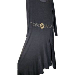Vintage Black Dress Embroidery Sequin by Monroe & Main Size Large Artsy